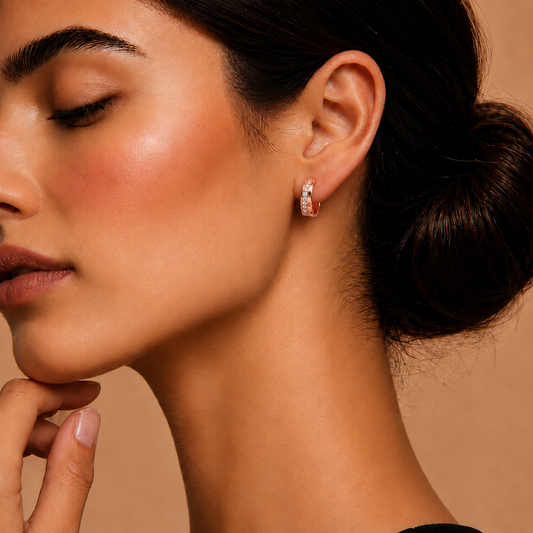 Orbit Screw Hoops Rose Gold