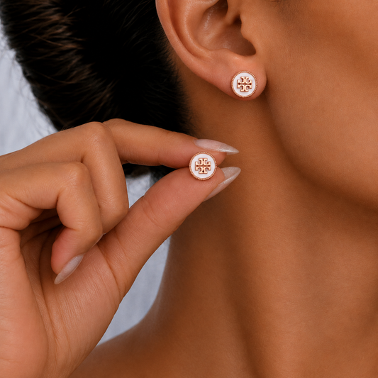 Signature Mother of Pearl Earrings Rose Gold