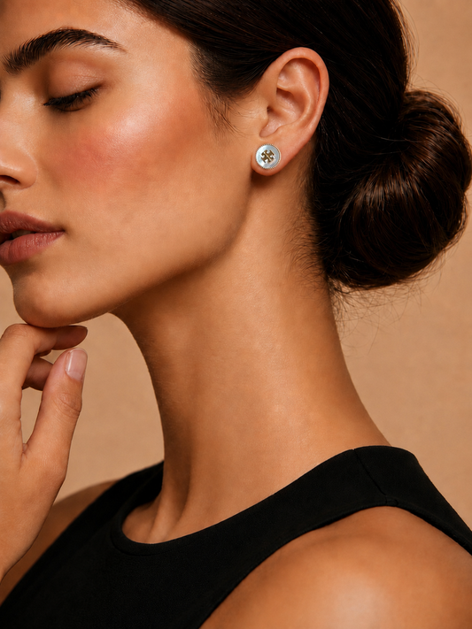 Signature Mother of Pearl Earrings Gold