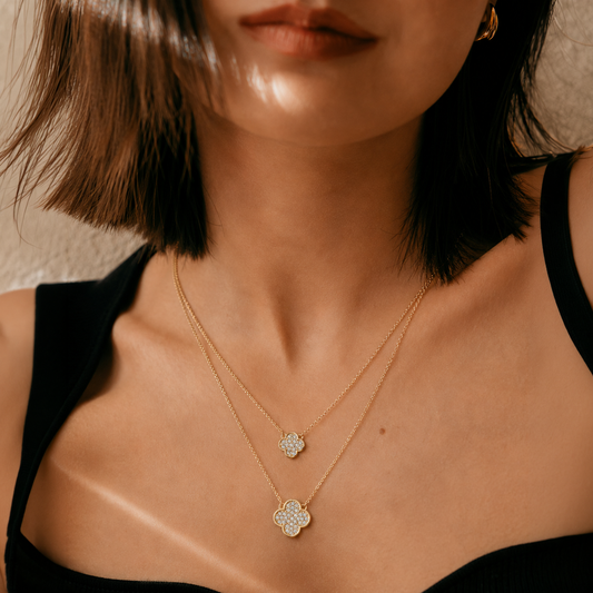 Clover Duo Chain Necklace Gold