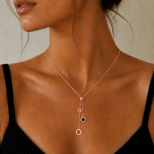 Yin & Yang Chain Necklace Rose Gold