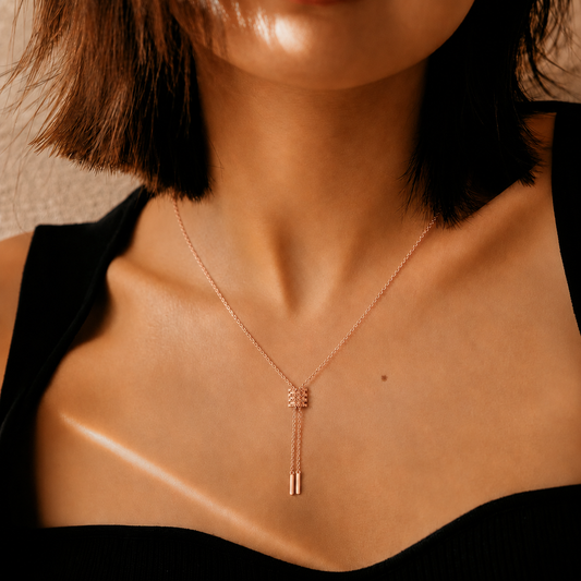 Orbit Tassel Chain Necklace Rose Gold