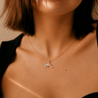 Dolphin Duet Chain Pendant Rose Gold