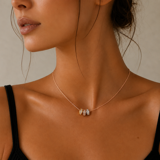 Trinity Rings Chain Pendant Rose Gold