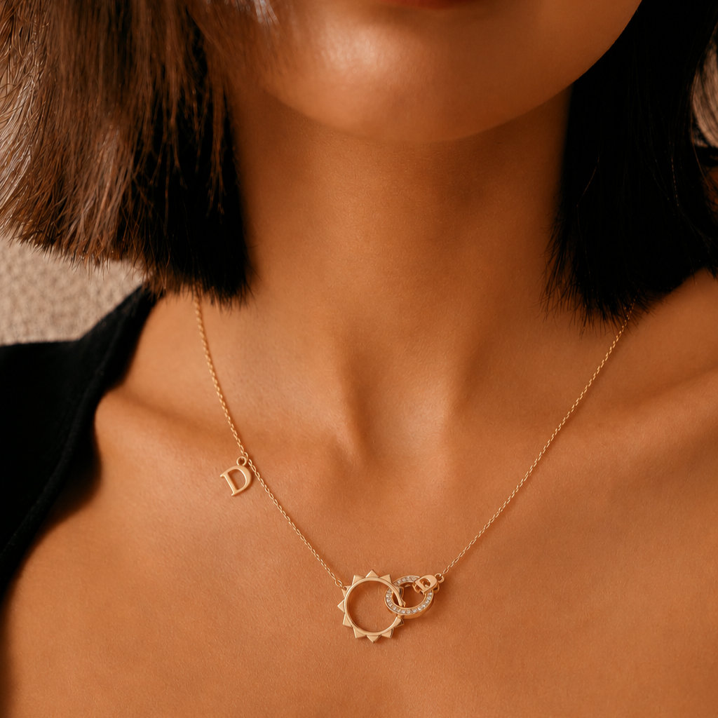 D'Or Charm Chain Pendant Rose Gold