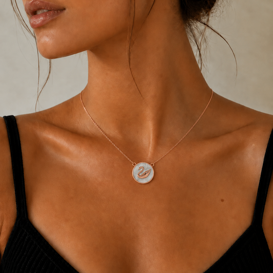 Misty Swan Chain Pendant Rose Gold