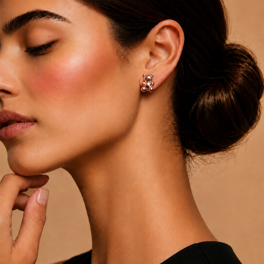 Tiny Teddy Hoops Rose Gold
