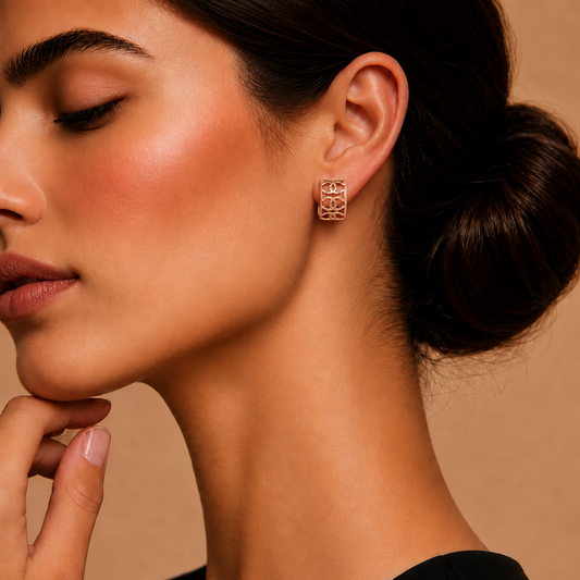 Parisian Interlock Hoops Rose Gold