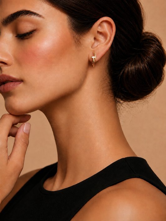 Signature Nail Hoops Gold