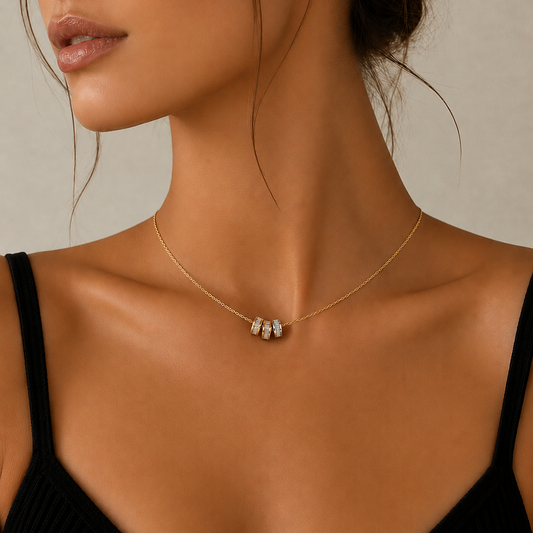 Trinity Rings Chain Pendant Gold