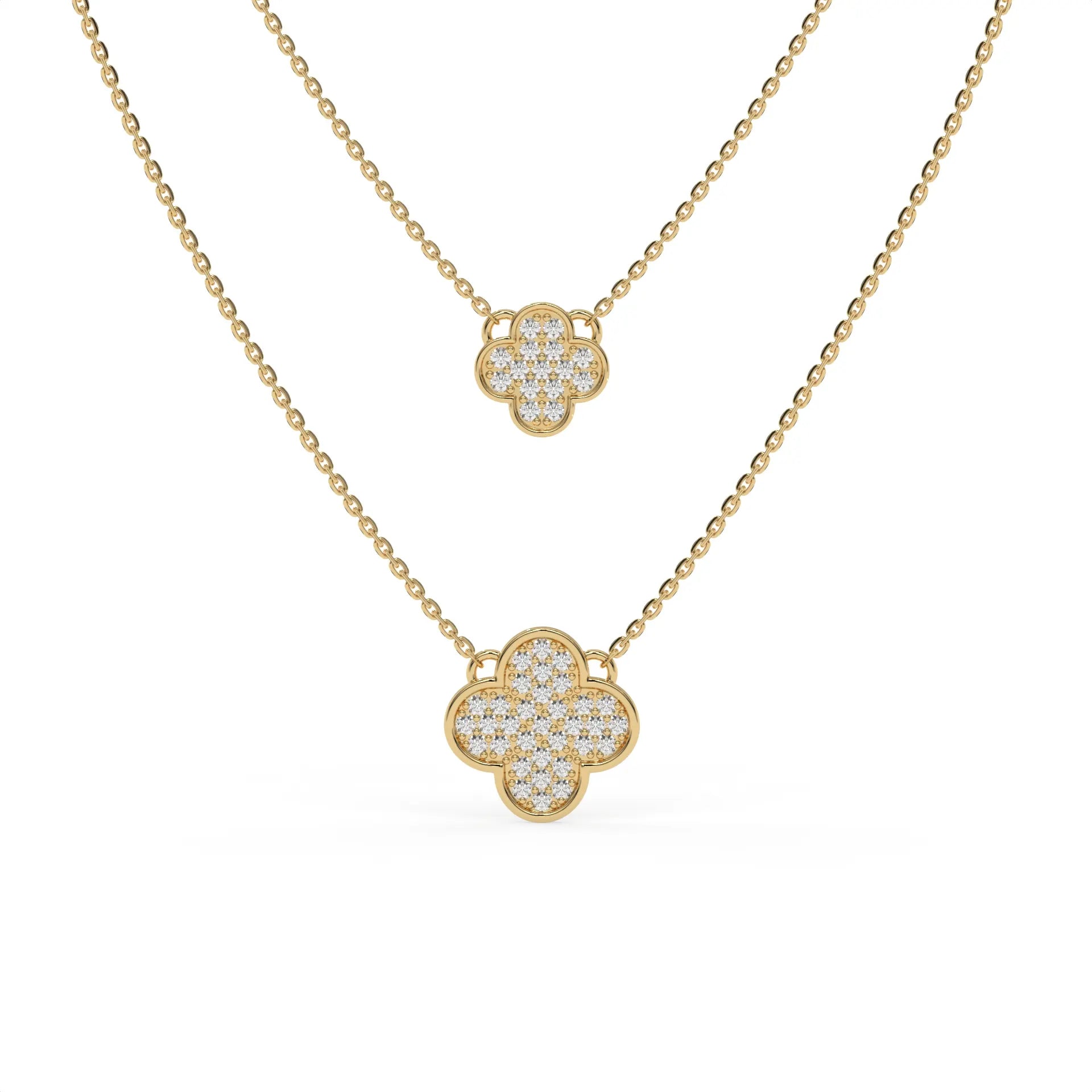 Clover Duo Chain Necklace Gold