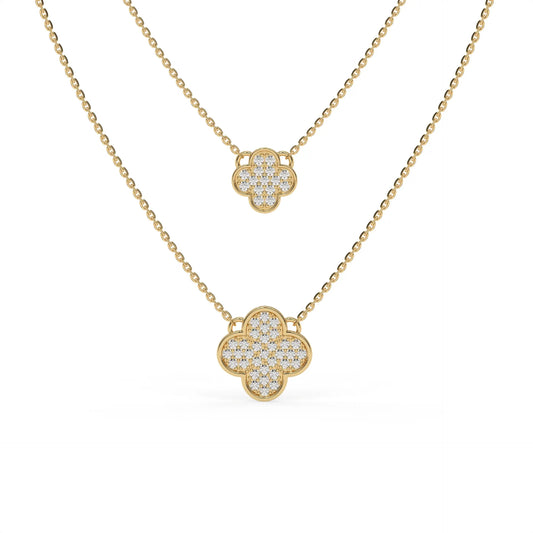 Clover Duo Chain Necklace Gold