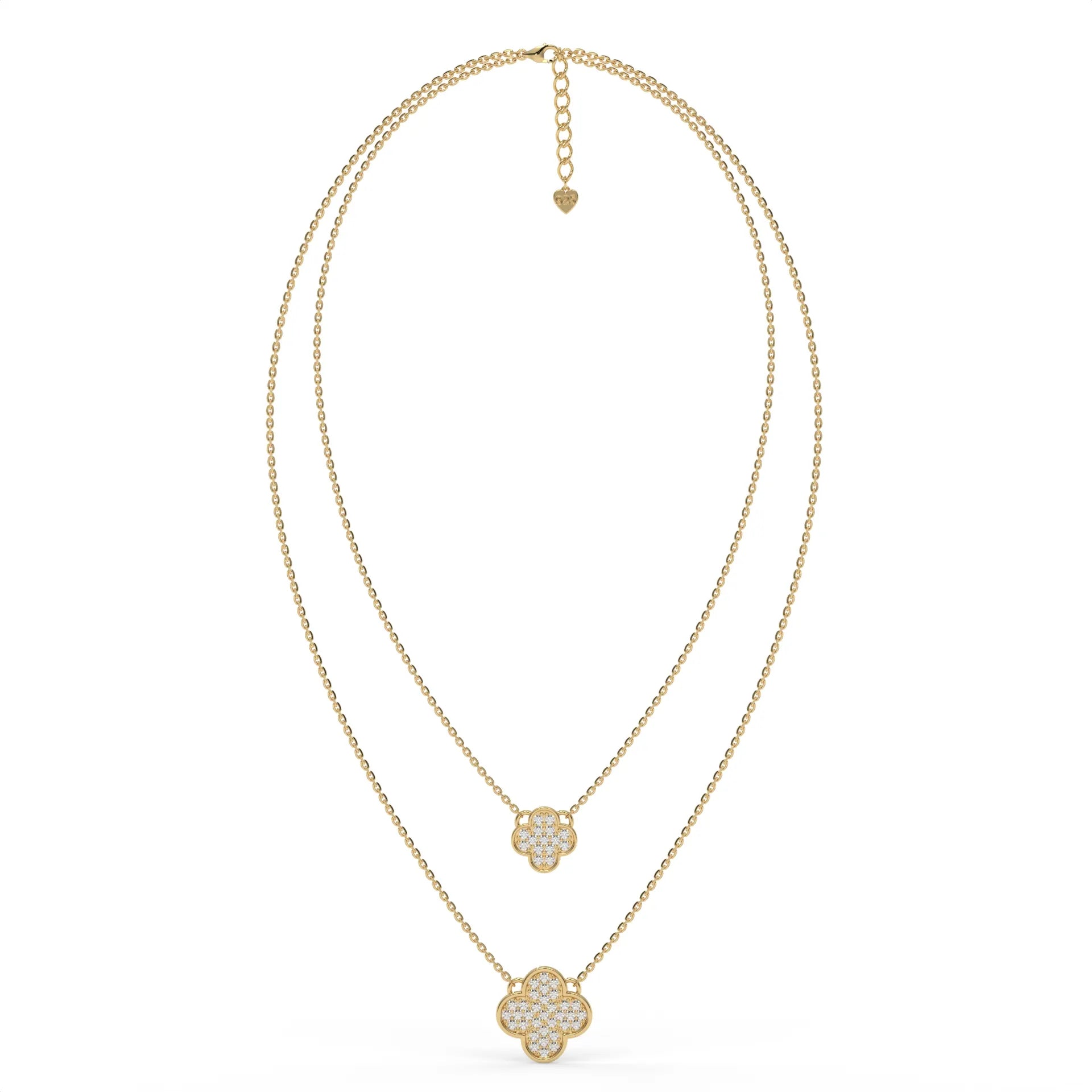 Clover Duo Chain Necklace Gold