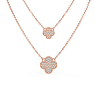 Clover Duo Chain Necklace Rose Gold