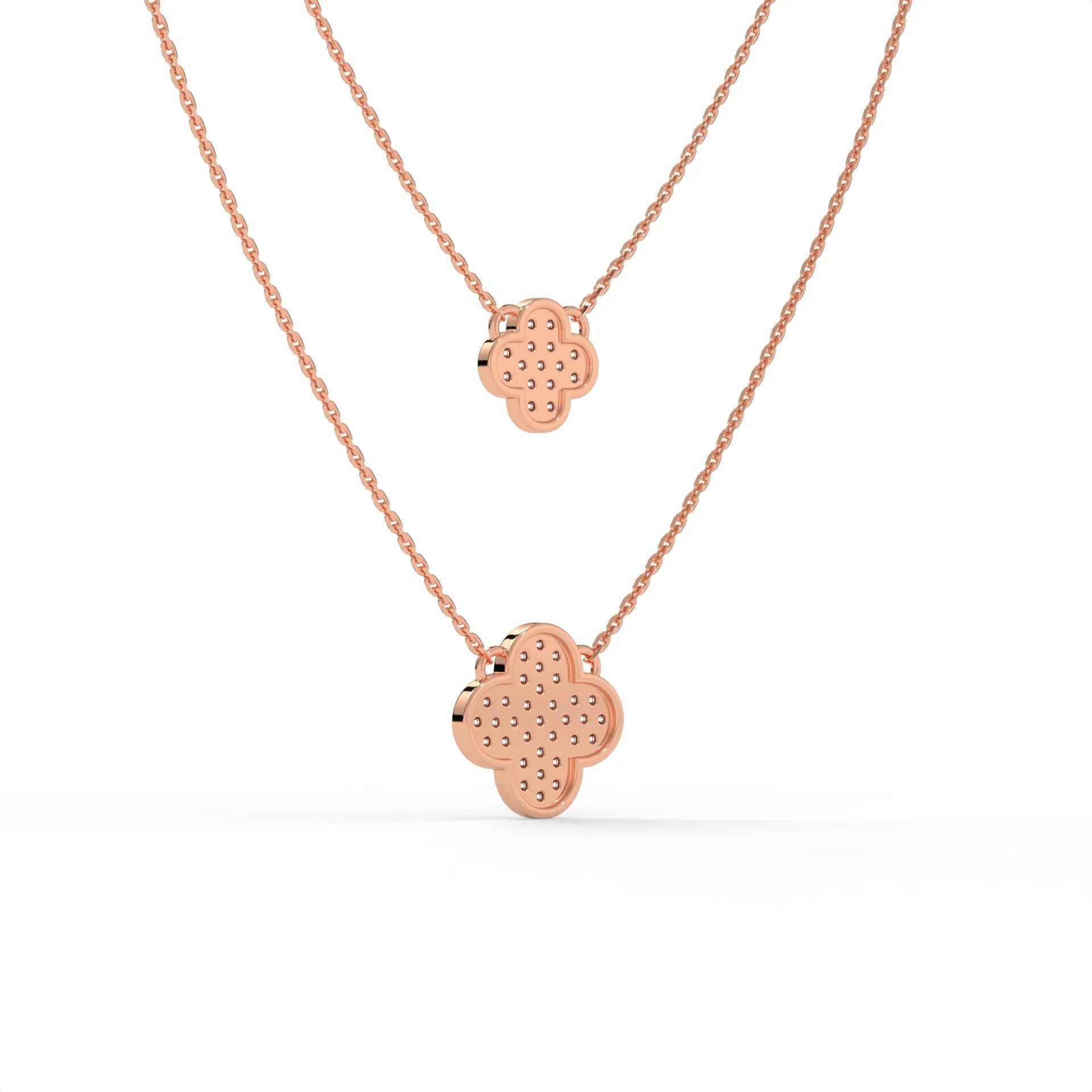 Clover Duo Chain Necklace Rose Gold