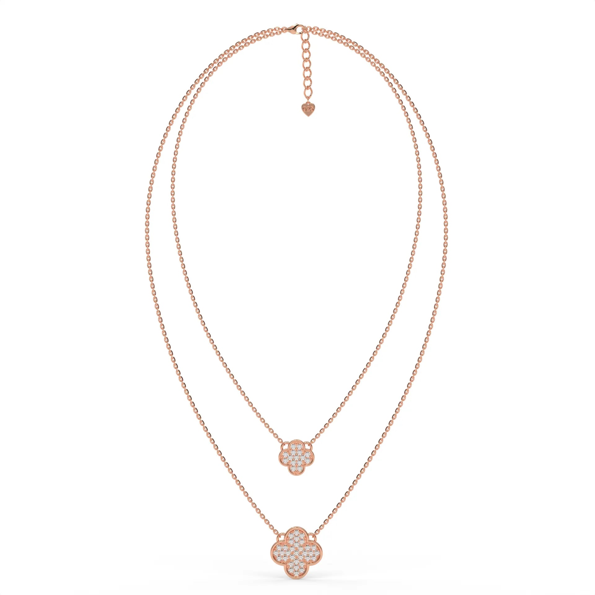 Clover Duo Chain Necklace Rose Gold
