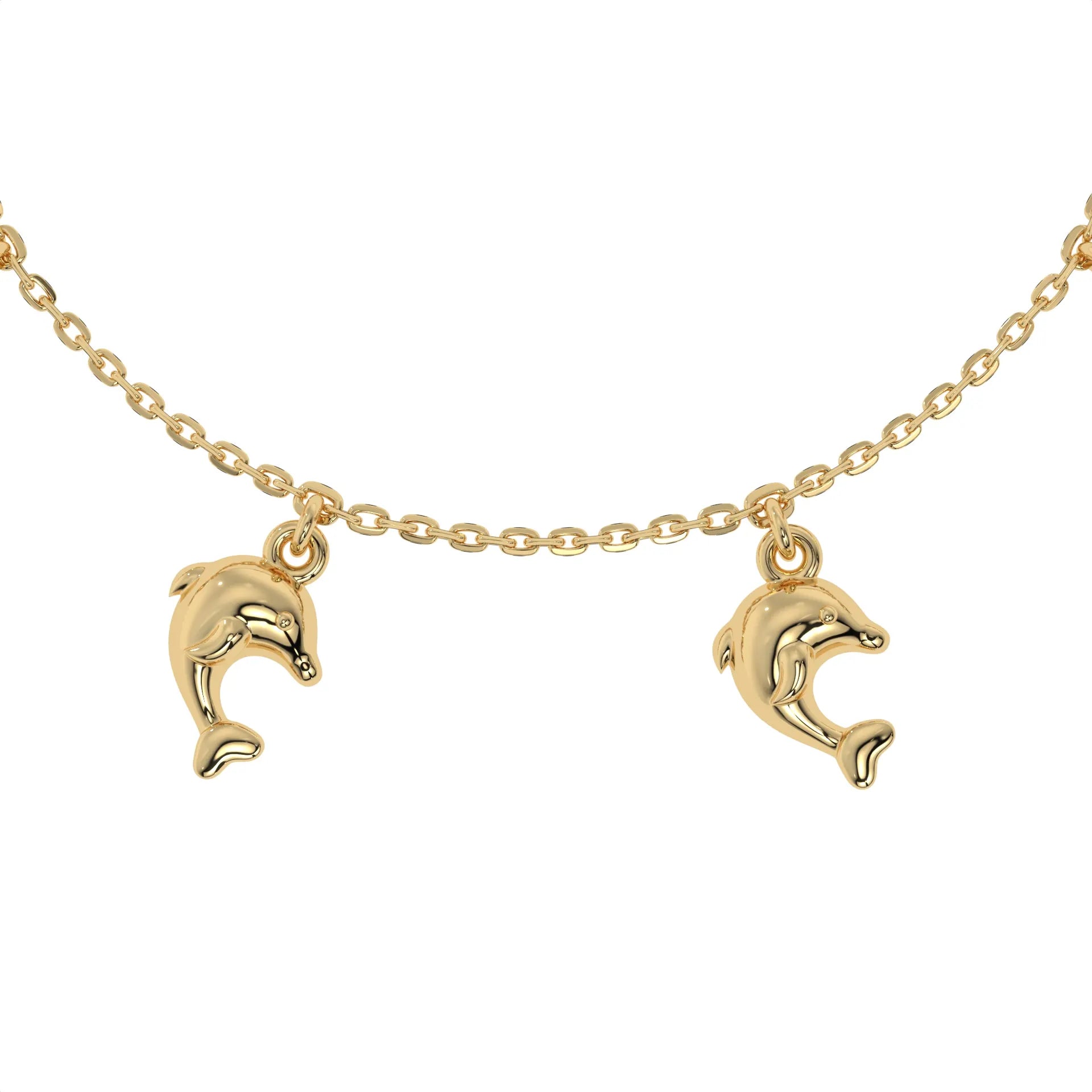Dancing Dolphins Charm Bracelet Gold