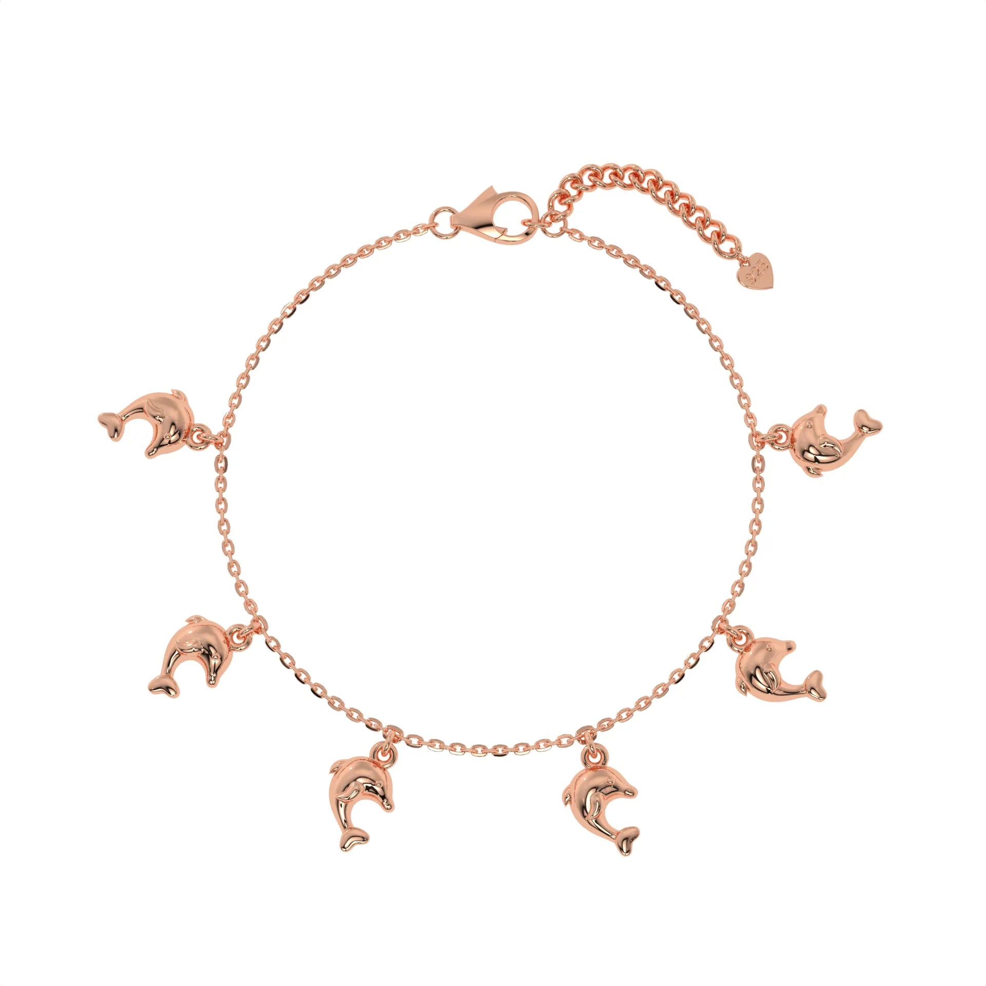 Dancing Dolphins Charm Bracelet Rose Gold