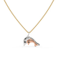 Dolphin Duet Chain Pendant Gold