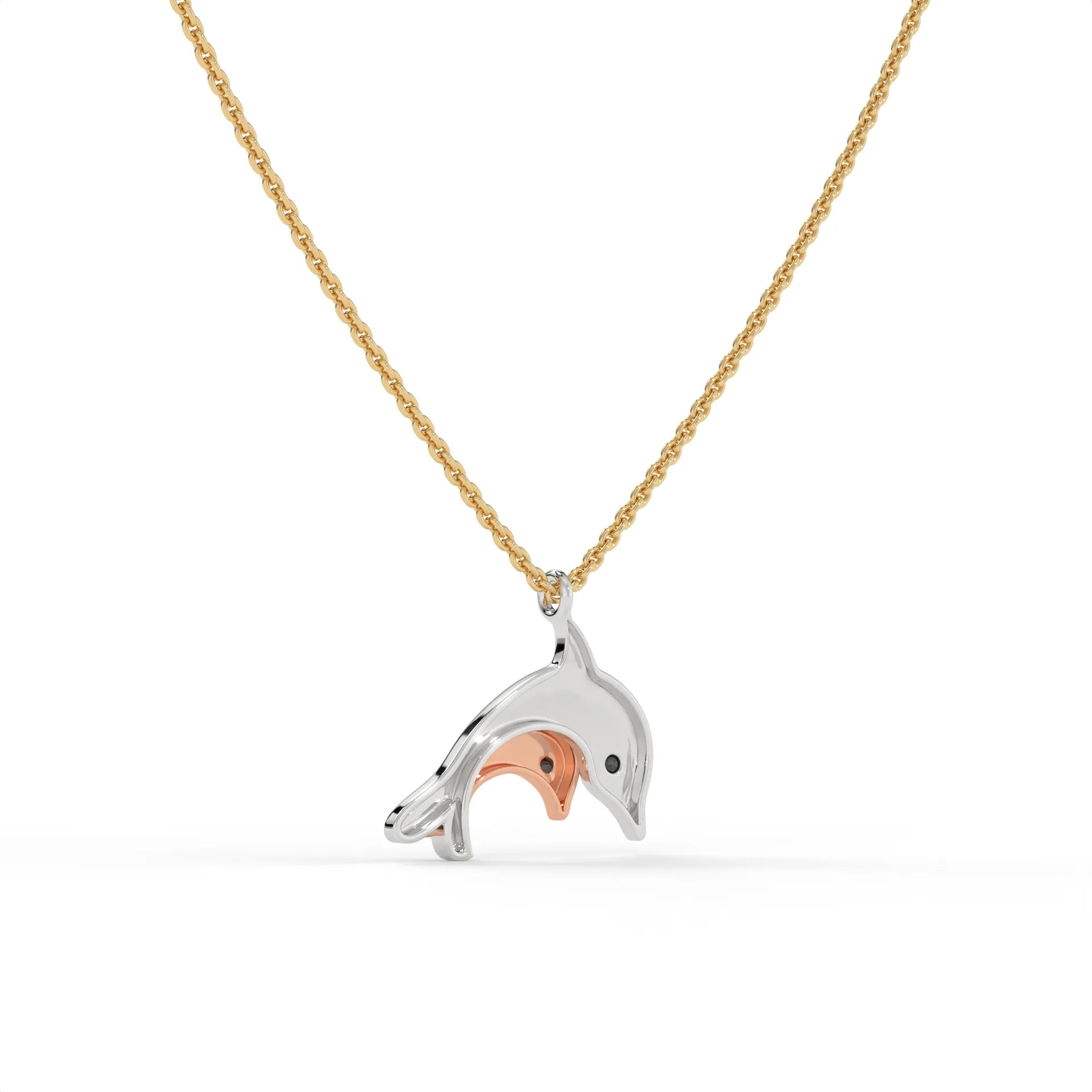 Dolphin Duet Chain Pendant Gold