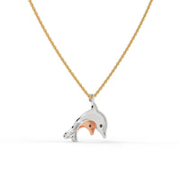 Dolphin Duet Chain Pendant Gold