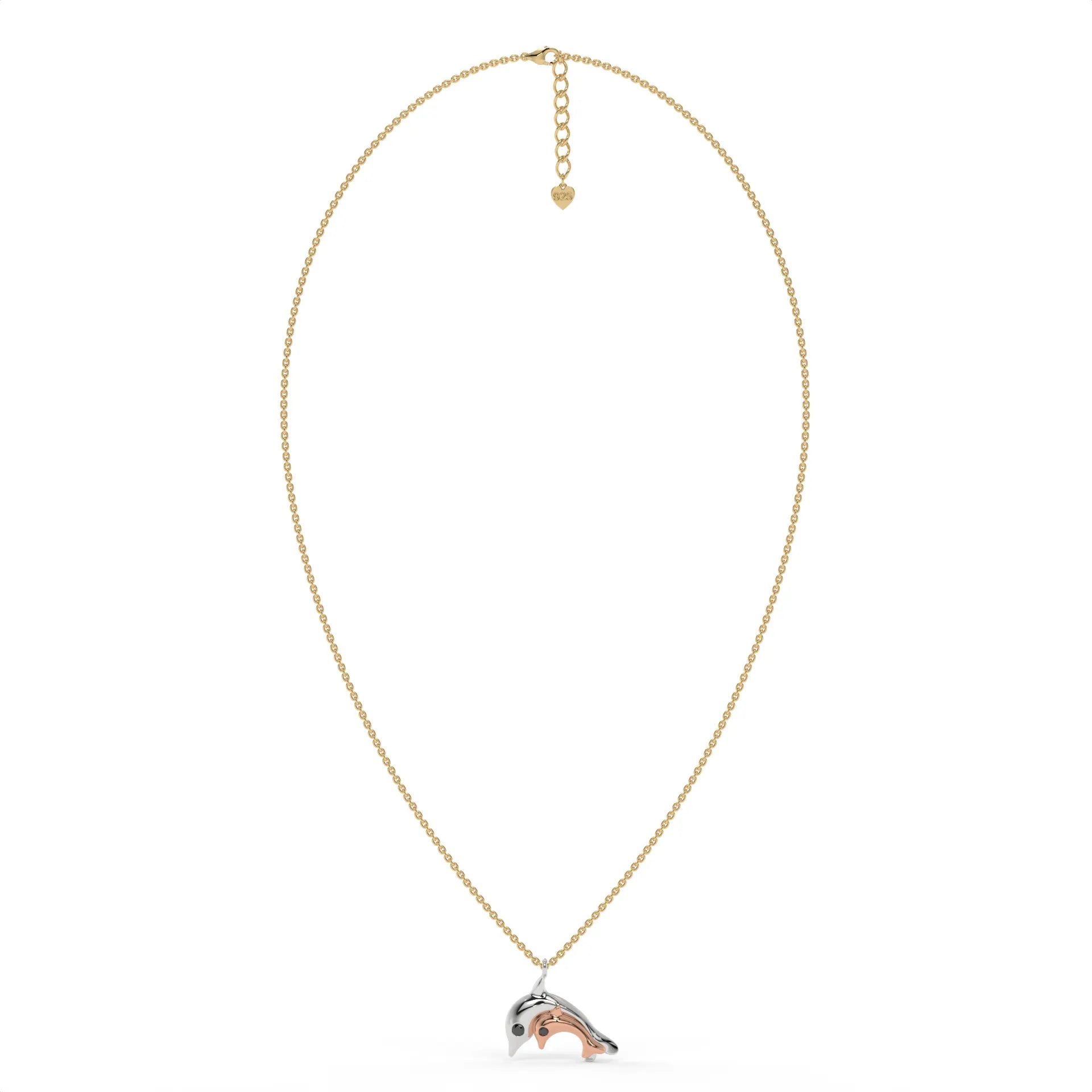 Dolphin Duet Chain Pendant Gold