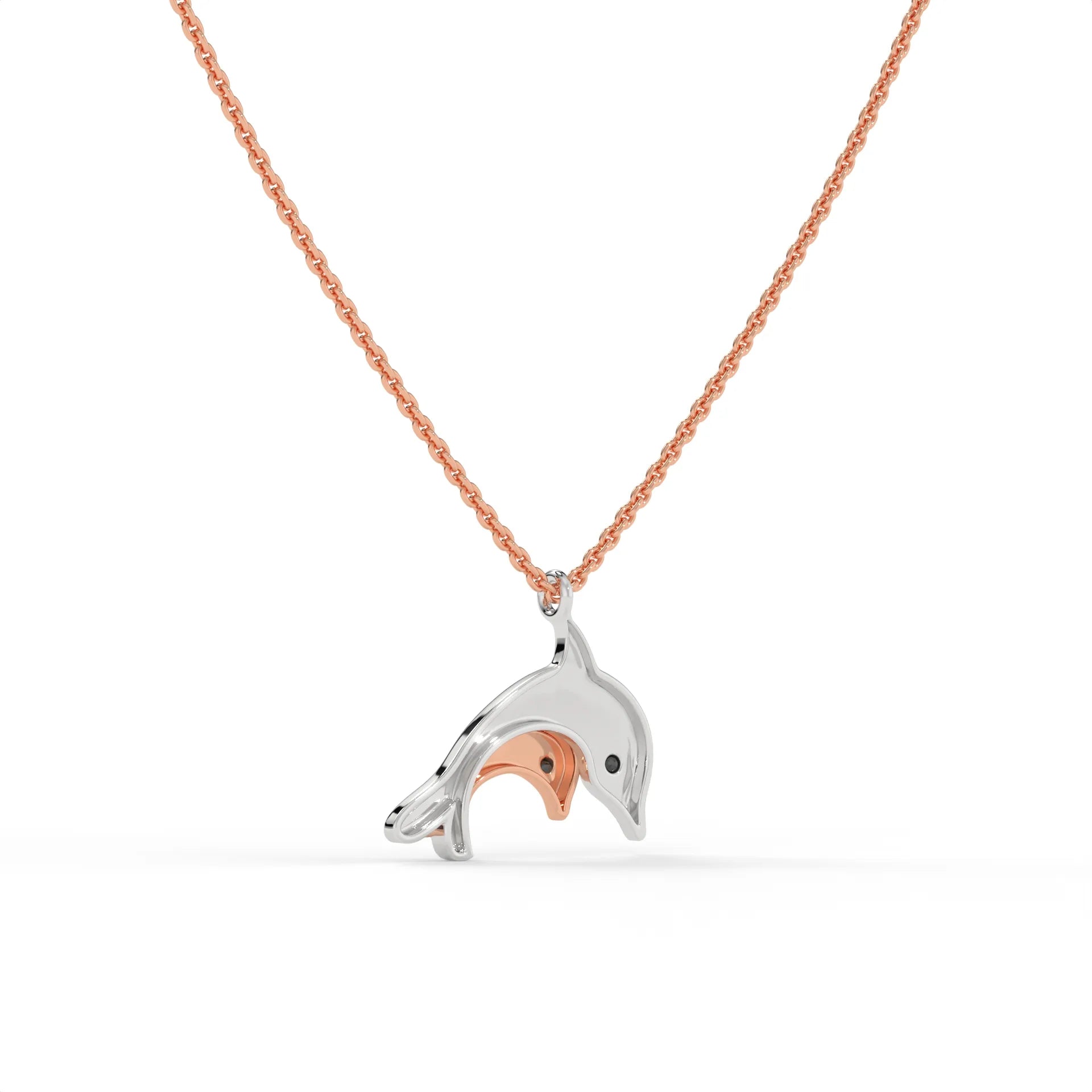 Dolphin Duet Chain Pendant Rose Gold