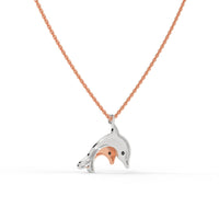 Dolphin Duet Chain Pendant Rose Gold