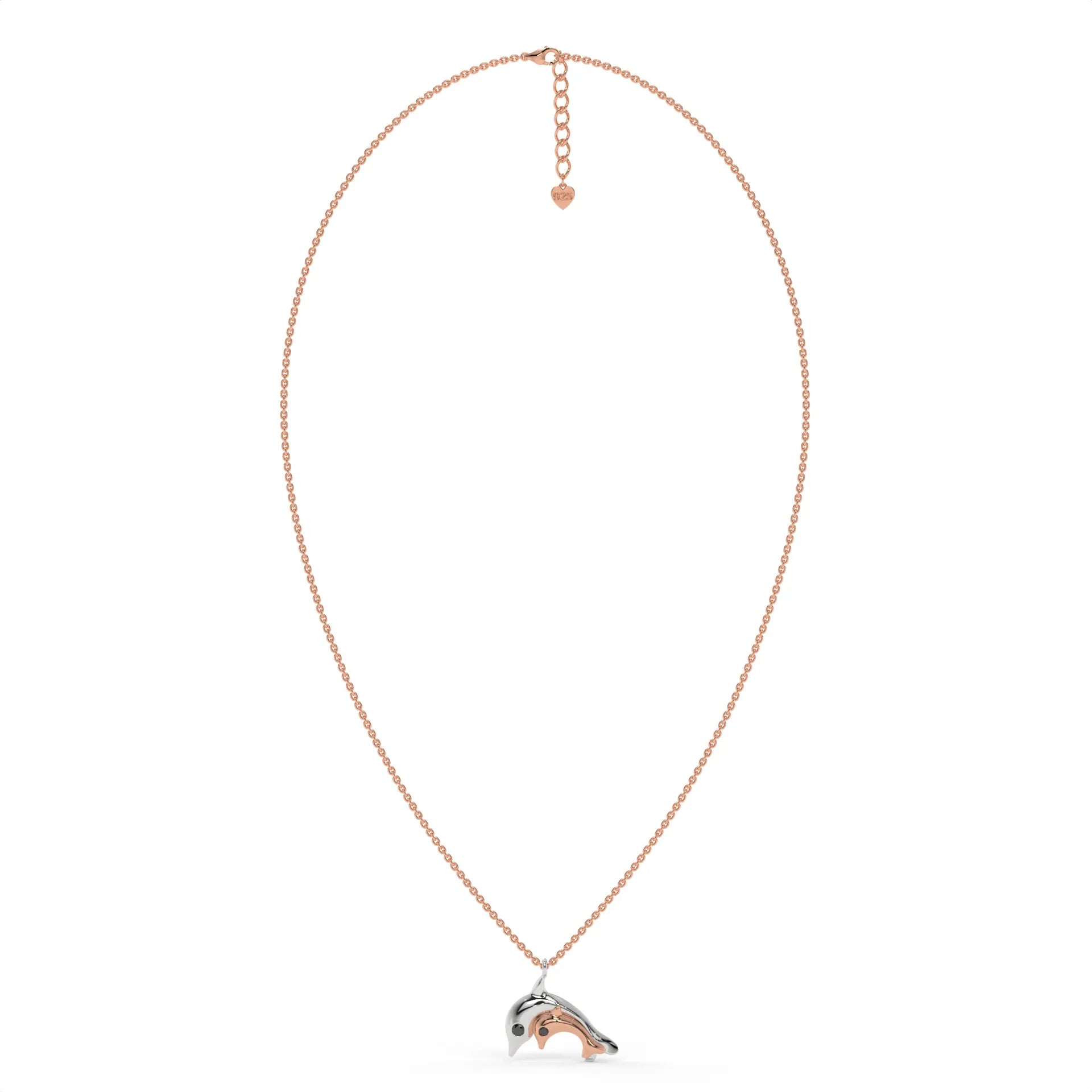 Dolphin Duet Chain Pendant Rose Gold