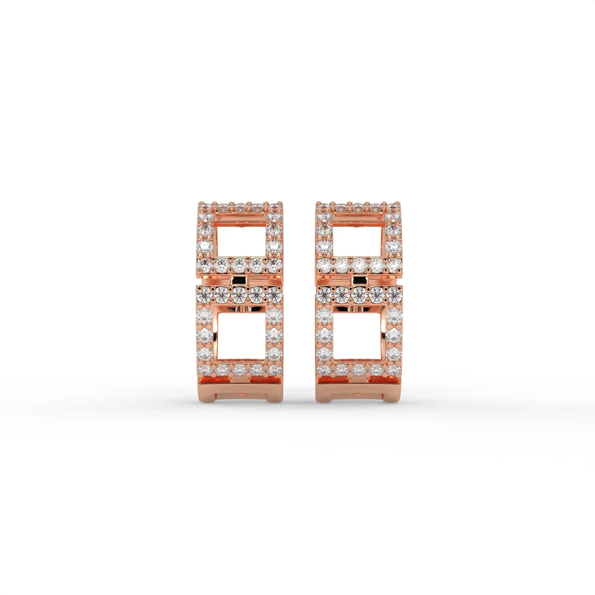 Manhattan Lattice Hoops Rose Gold