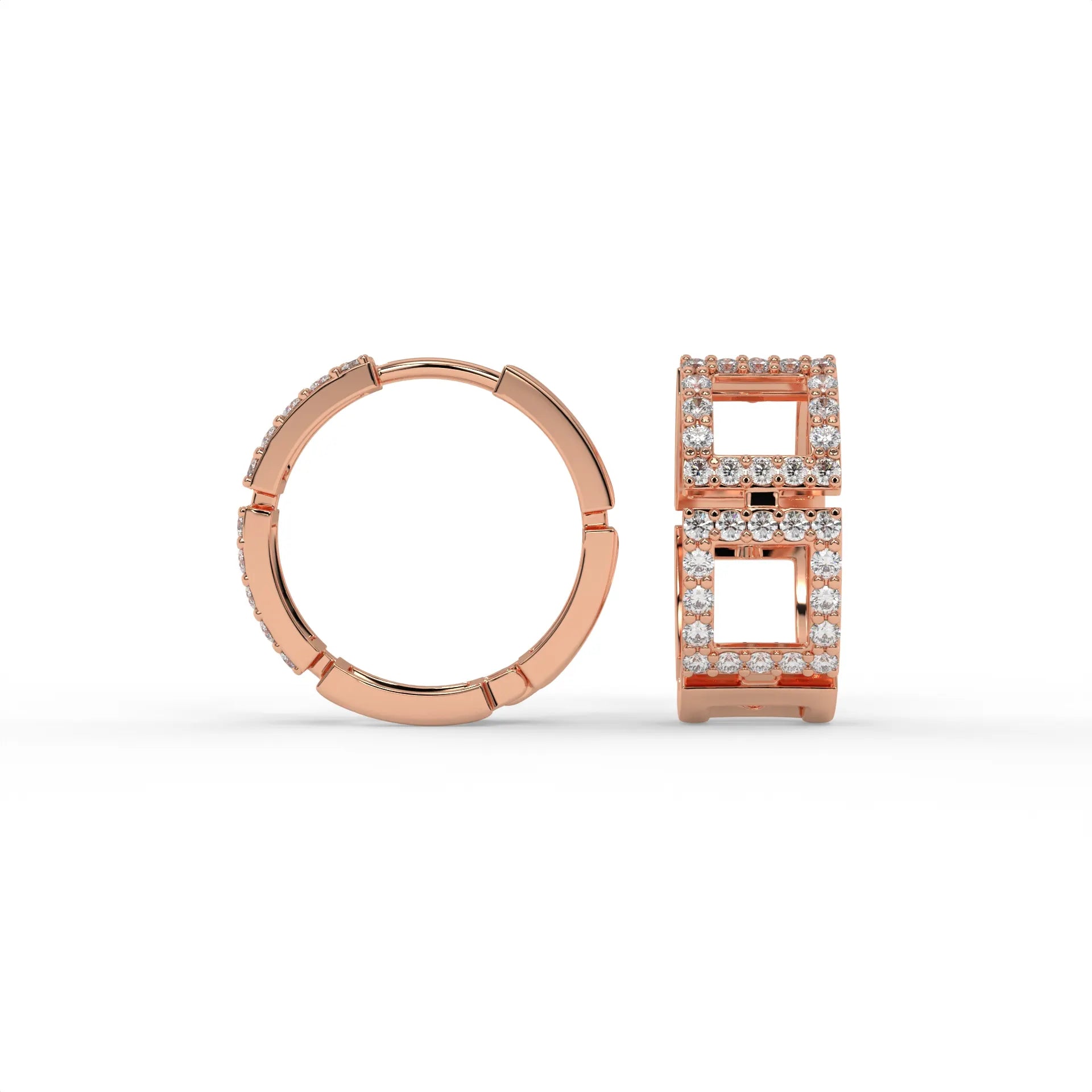 Manhattan Lattice Hoops Rose Gold