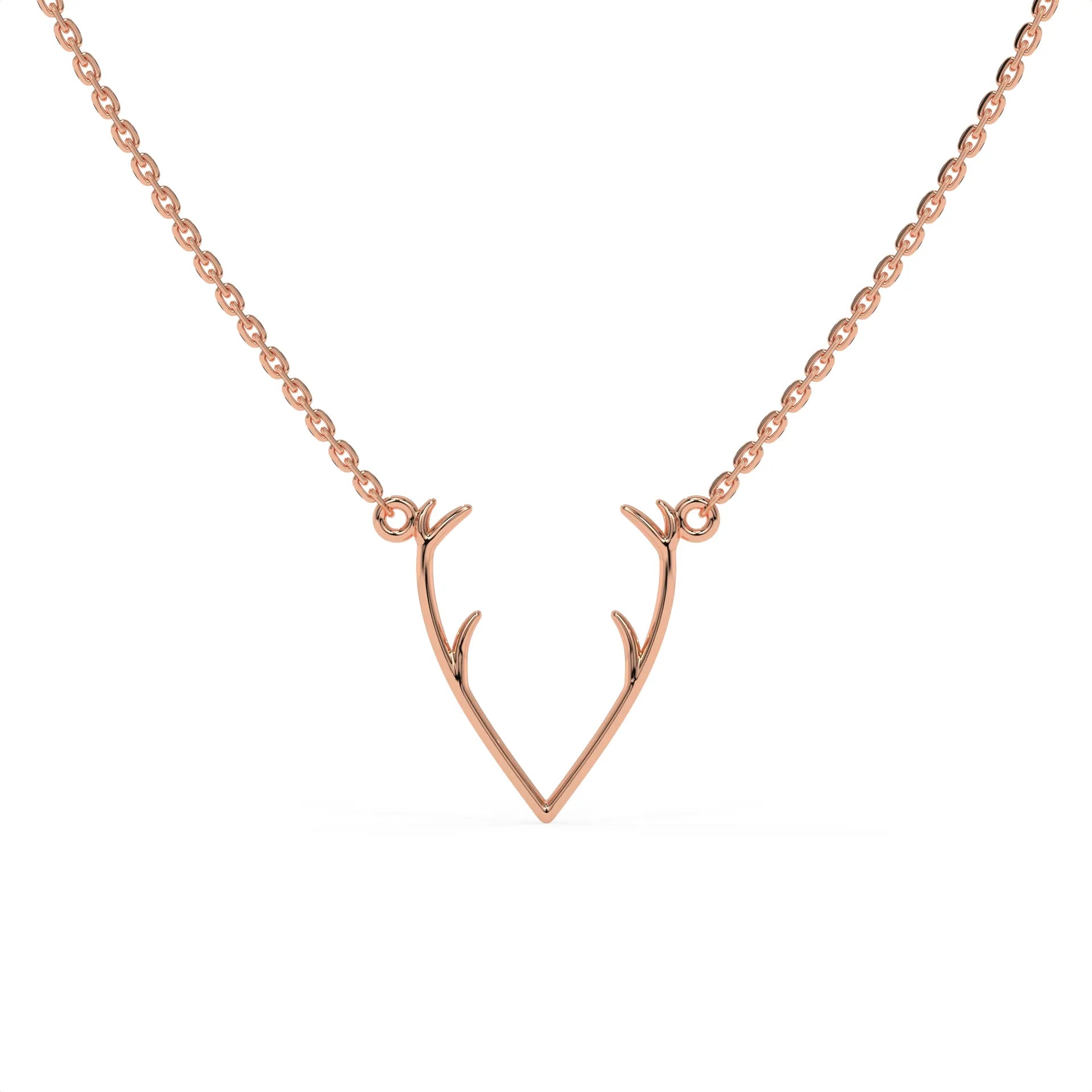 Moonlit Deer Chain Pendant Rose Gold