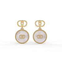 Mother of Pearl Emblem Earrings Gold