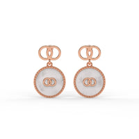 Mother of Pearl Emblem Earrings Rose Gold
