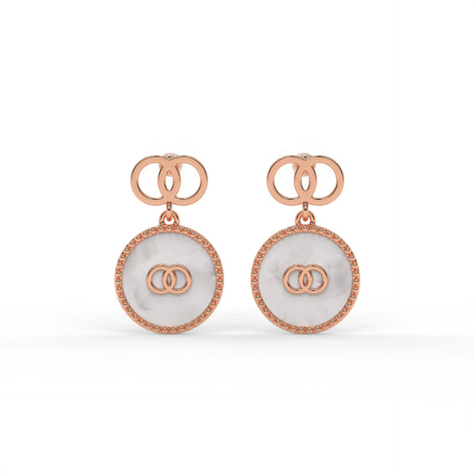 Mother of Pearl Emblem Earrings Rose Gold