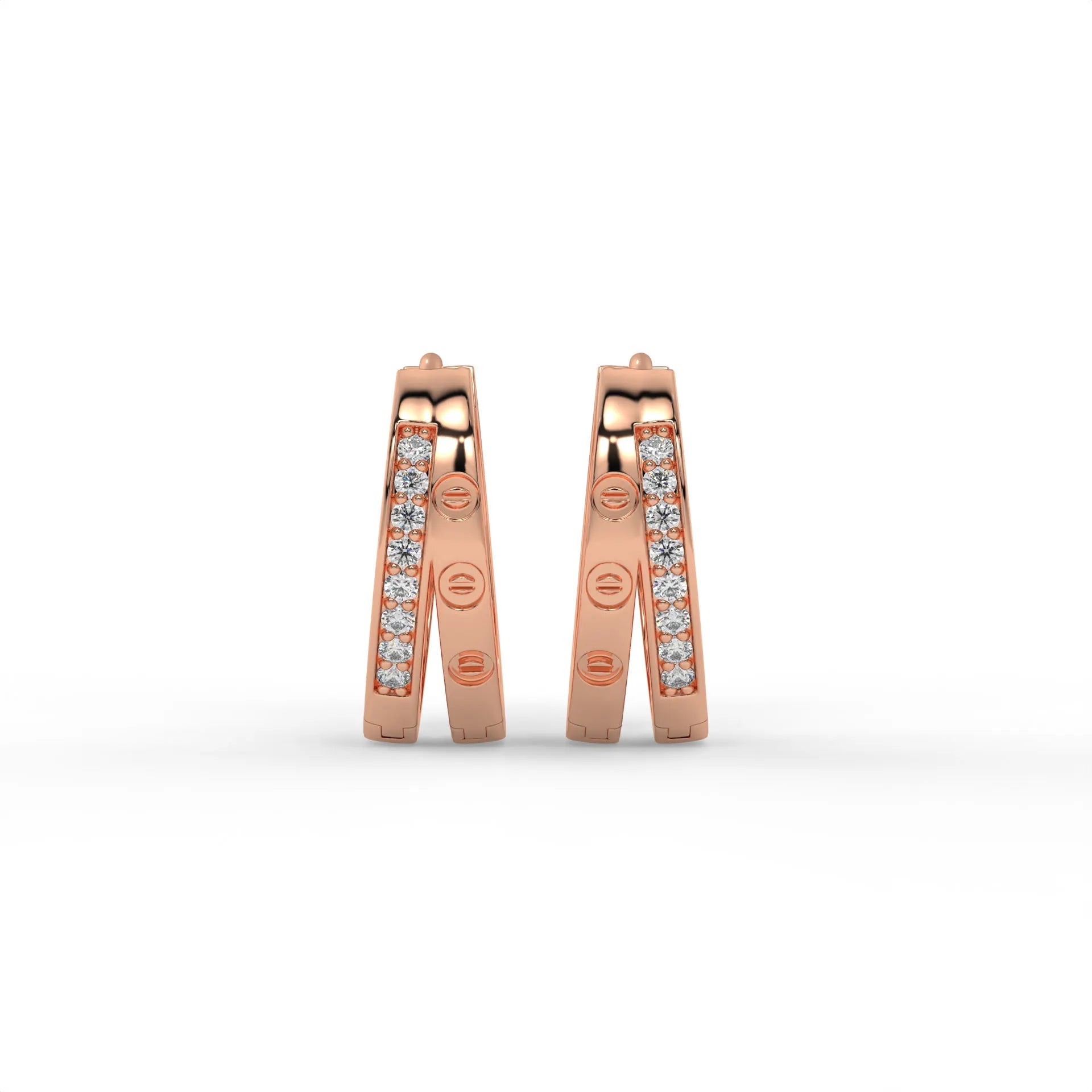 Orbit Screw Hoops Rose Gold