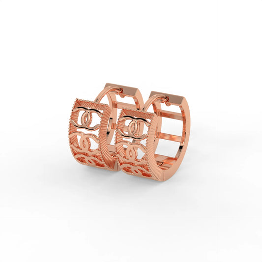 Parisian Interlock Hoops Rose Gold