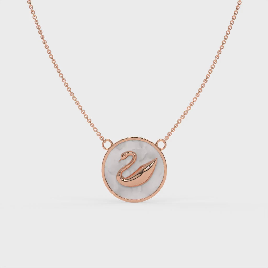 Misty Swan Chain Pendant Rose Gold