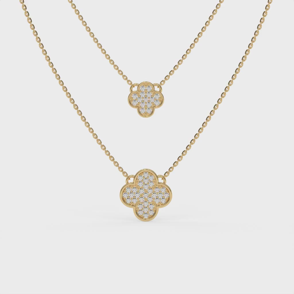 Clover Duo Chain Necklace Gold