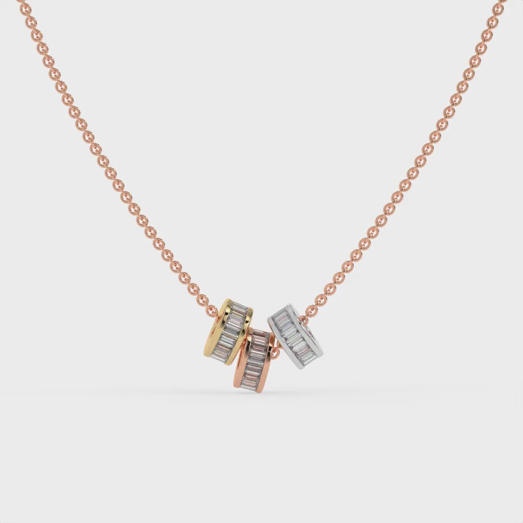 Trinity Rings Chain Pendant Rose Gold
