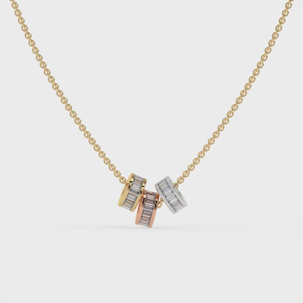 Trinity Rings Chain Pendant Gold