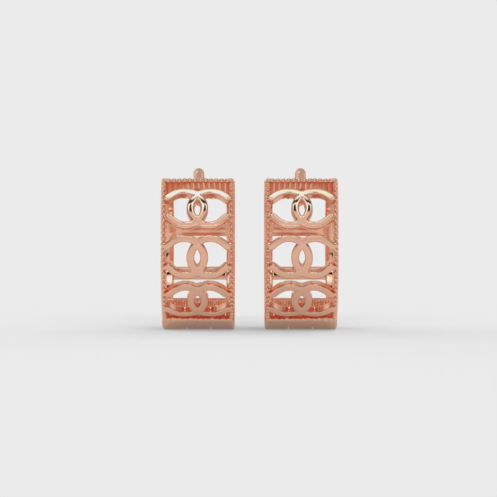 Parisian Interlock Hoops Rose Gold