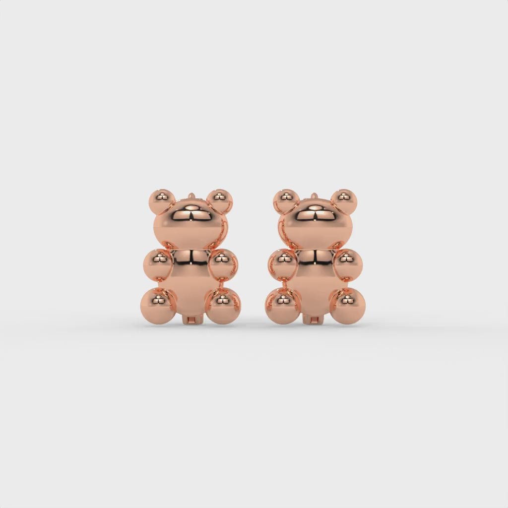 Tiny Teddy Hoops Rose Gold