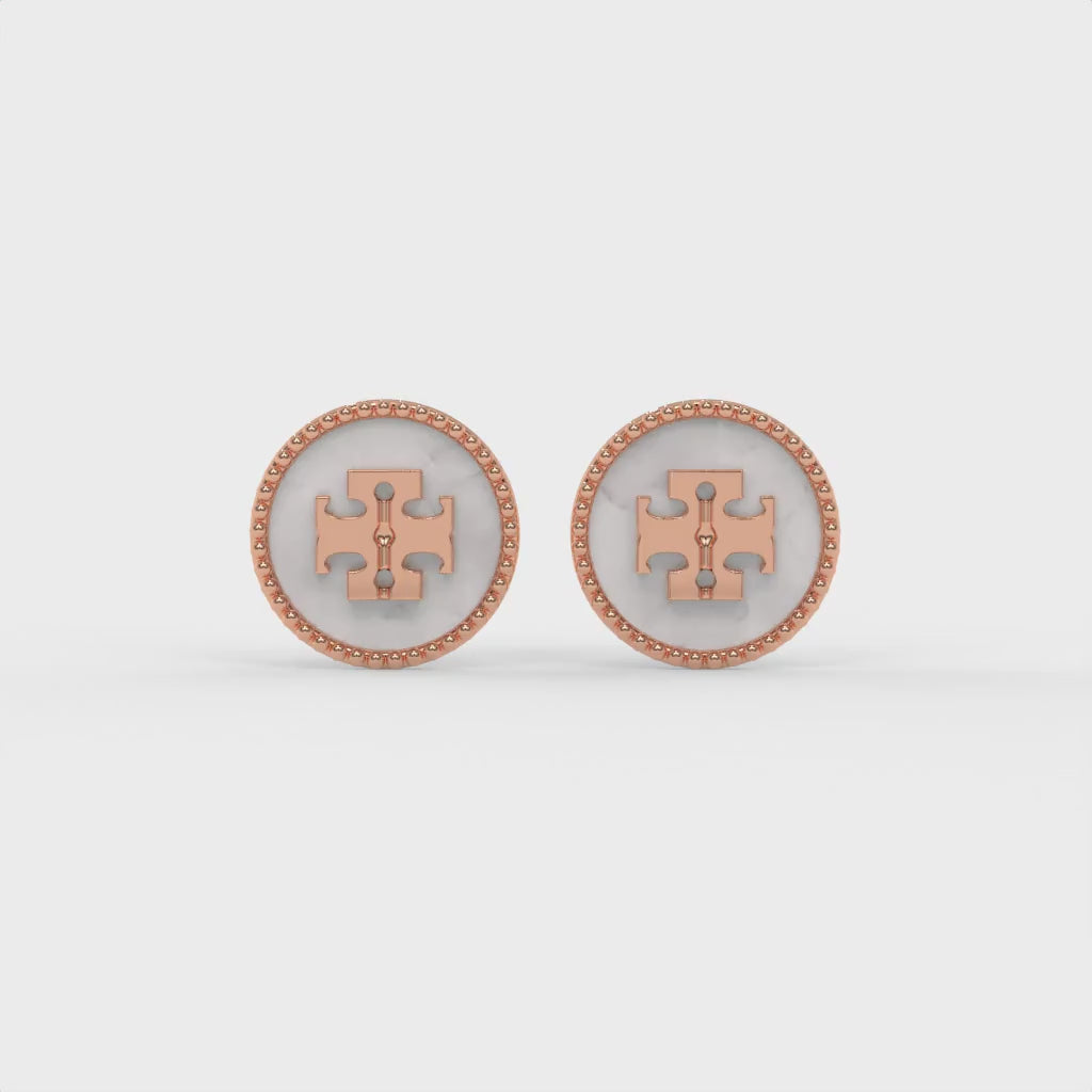 Signature Mother of Pearl Earrings Rose Gold
