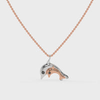 Dolphin Duet Chain Pendant Rose Gold