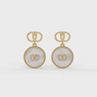 Mother of Pearl Emblem Earrings Gold