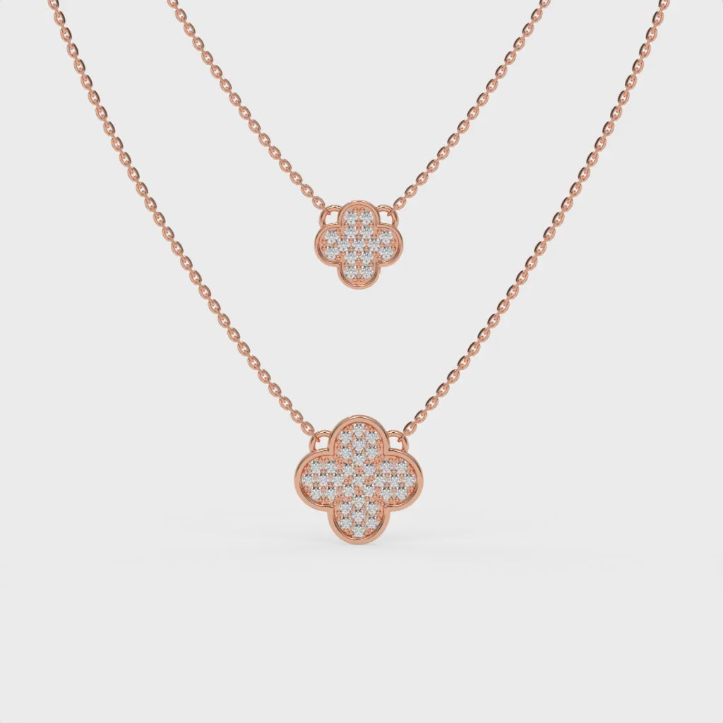 Clover Duo Chain Necklace Rose Gold