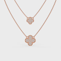 Clover Duo Chain Necklace Rose Gold
