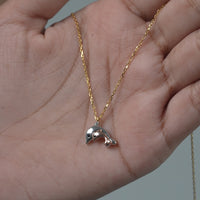 Dolphin Duet Chain Pendant Gold