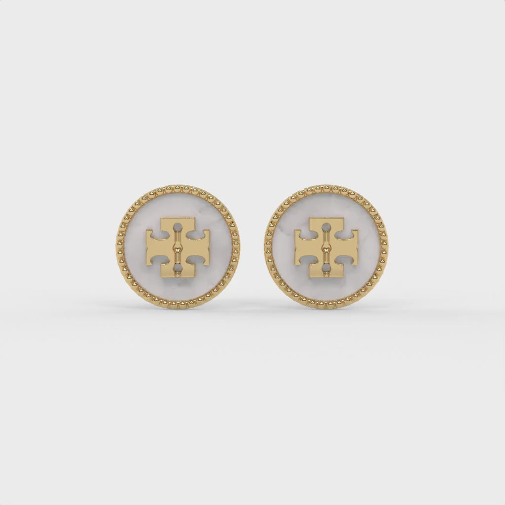 Signature Mother of Pearl Earrings Gold